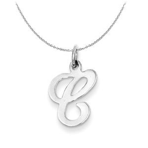 Silver, Sophia Collection, Small Script Initial C Necklace - 20 In